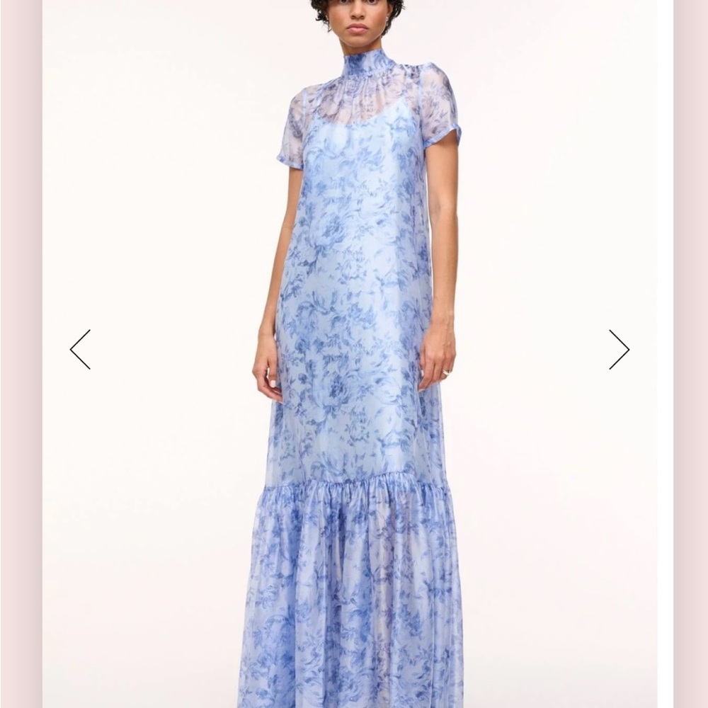 ❌SOLD❌ STAUD CALLUNA floral blue periwinkle maxi dress gown sketchbook wedding